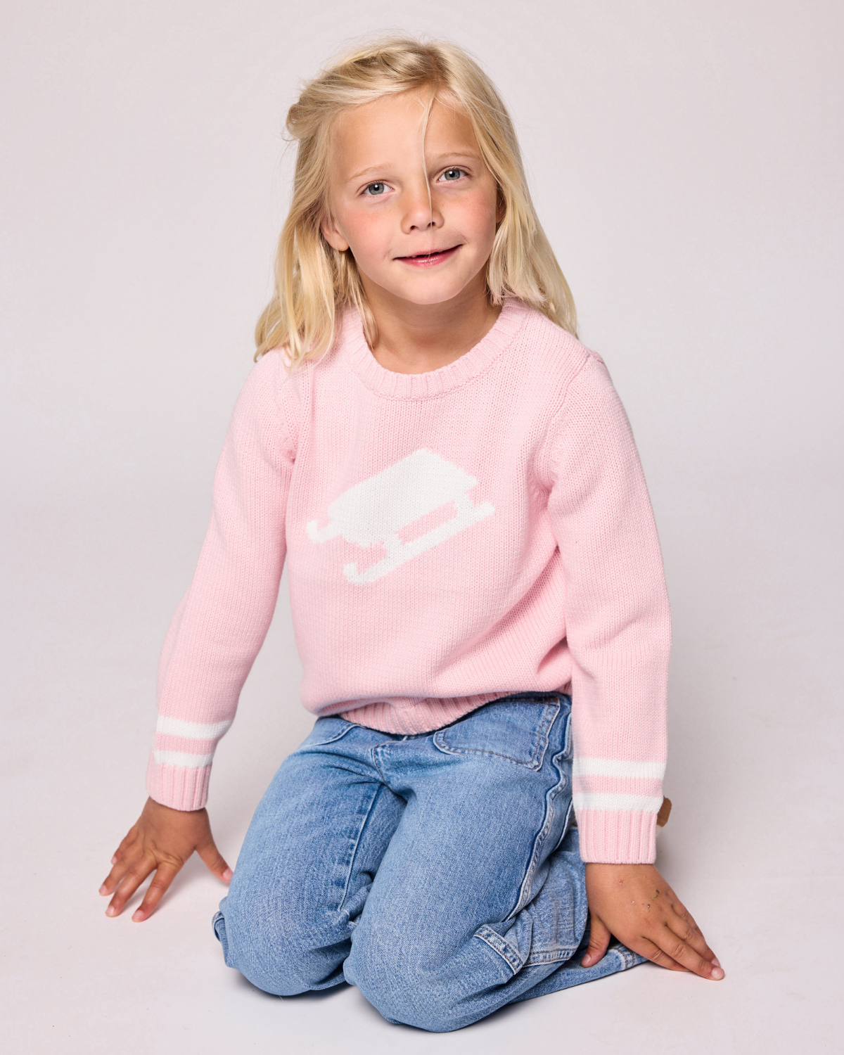 Kids Ballerina Pink Sled Sweater