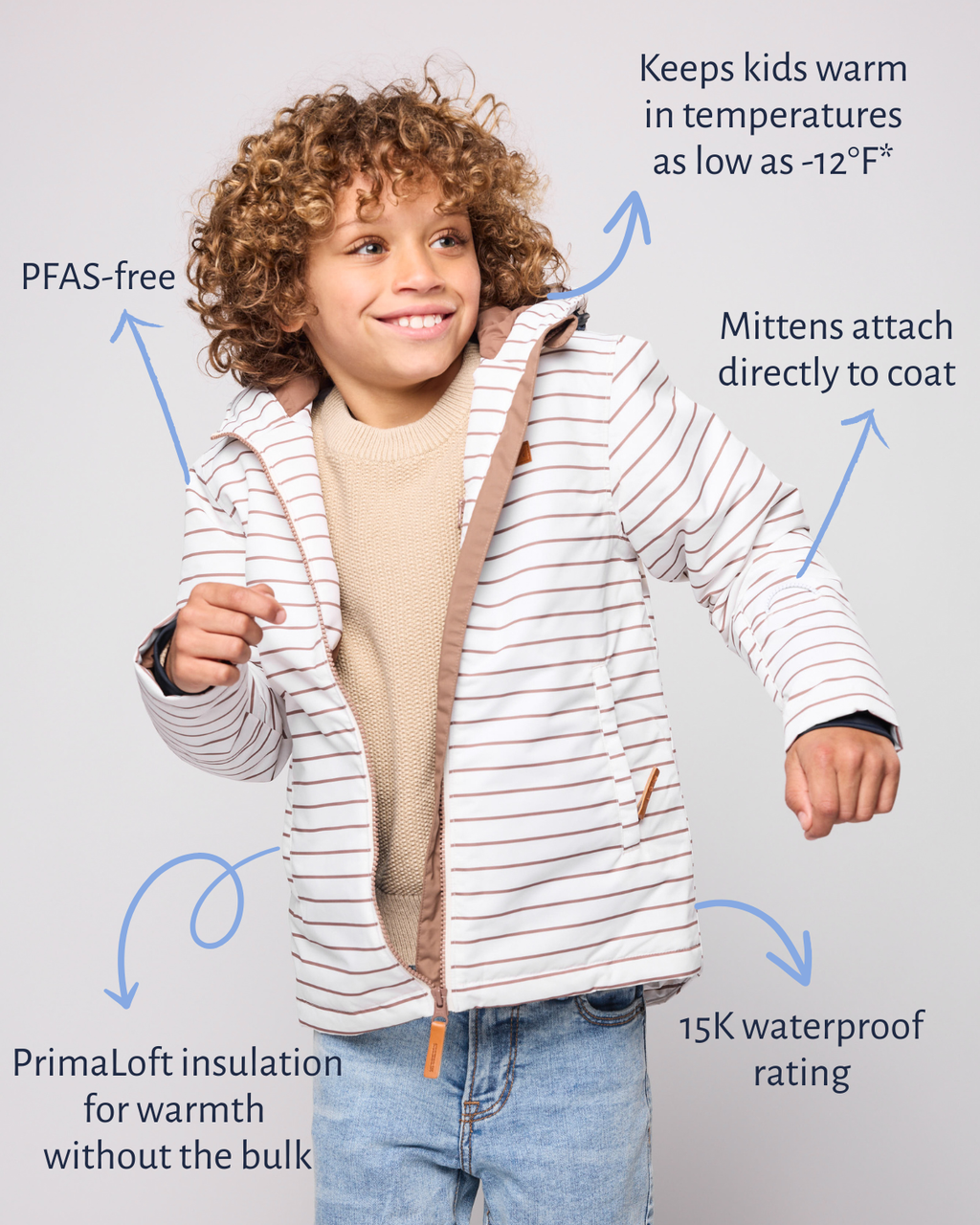 Kids Breton Stripe Winter Coat